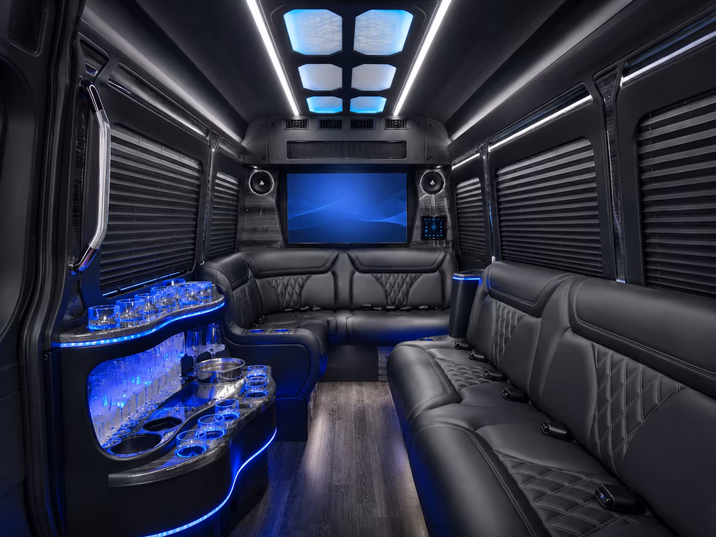 portsmouth 50 passenger party bus inside